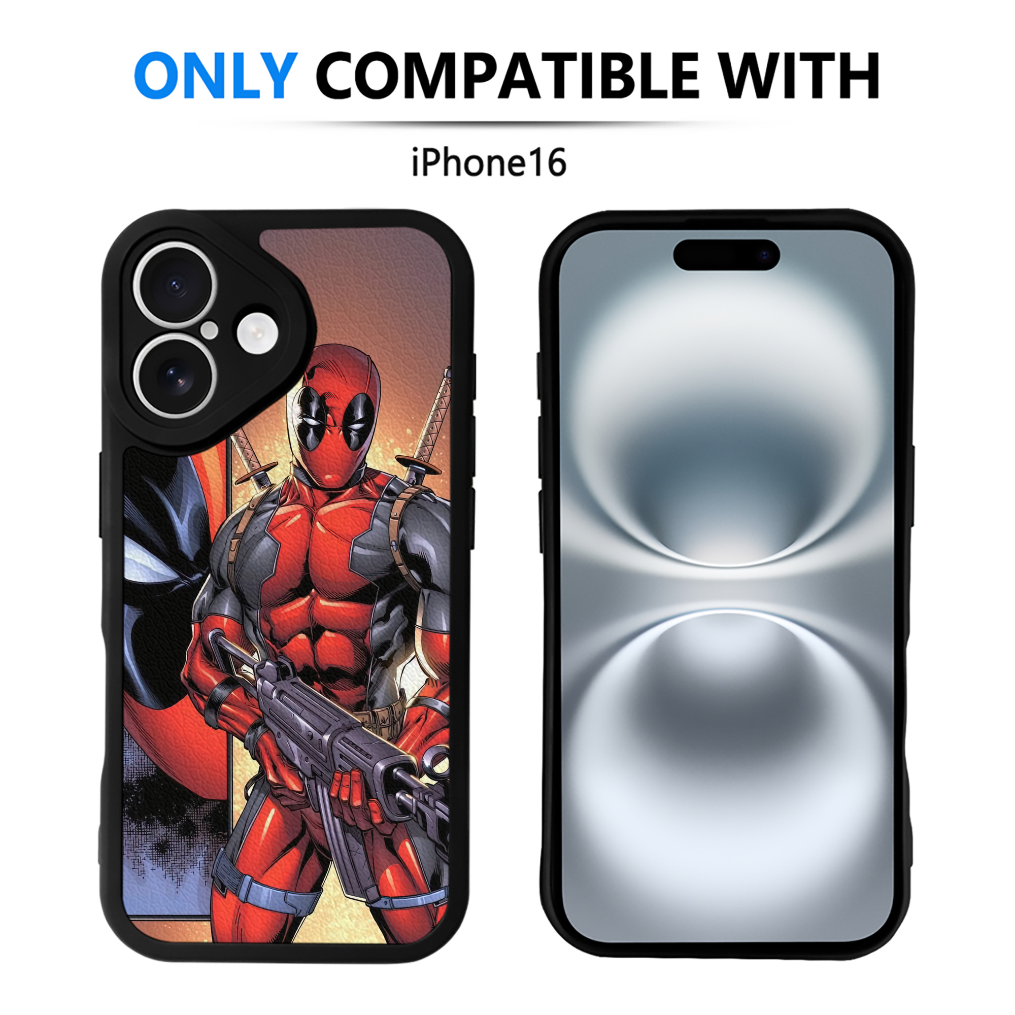 （画像用） Deadpool デッドプール 【iPhone 16シリーズ対応】シリコンスマホケース（レザー調） 材質：シリコン